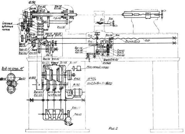 Кінематична схема верстата ТС-135